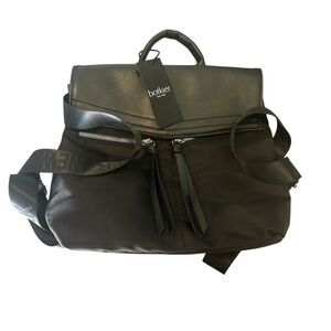 Botkier New York Trigger Mini Nylon Backpack Black Leather Trim NWT travel work